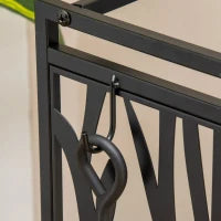 Potalegna per Camino in Acciaio e Antiruggine, Porta Legna per Interni ed Esterni con Design Elegante e 4 Attrezzi, 46x30x70 cm, Nero