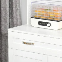 Mobile Cucina Moderno con 2 Armadietti, Ante in Vetro e Mensole Regolabili, 80x48x170 cm, Bianco