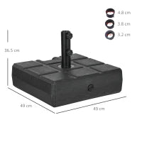 Base per Ombrellone da Giardino 3.5 m con Maniglie, in HDPE e Acciaio, 49x49x36.5 cm, Nero