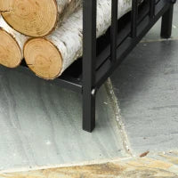 Portalegna da Interno ed Esterno in Metallo con 2 Manici e Base Rialzata, 39x32.5x46cm, Nero