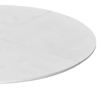Moderno tavolo da pranzo rotondo, quattro piani in patchwork, base in metallo, 120×120×75 cm, Bianco
