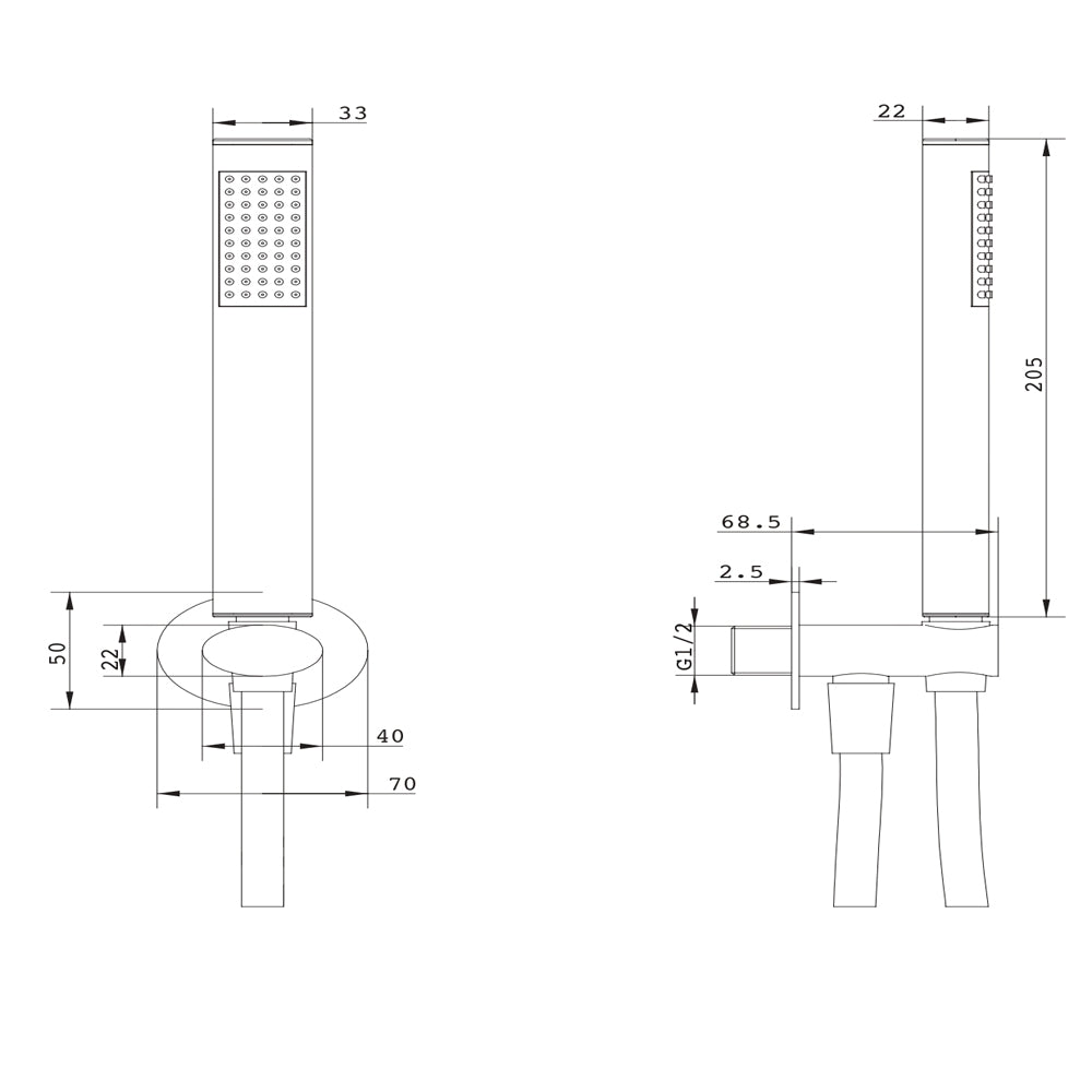 Kit set doccia ottone cromato completo di supporto presa acqua con flessibile e doccetta ovale *** confezione 1