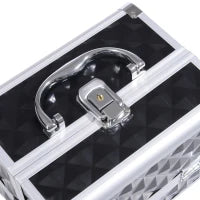 Valigia Per Il Trucco, Stoccaggio A 3 Livelli, Con Specchio Bloccabile, Con 2 Chiavi, 20L x 15l x 15H cm, Nero