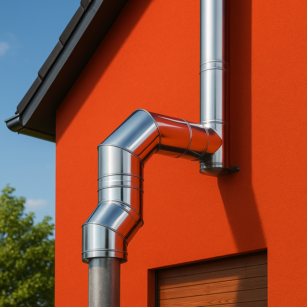 Curva 90° acciaio inox Ø 200/250 mm spessore 0,5 mm canna fumaria doppia parete