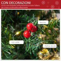 Piccolo Albero di Natale 60cm con 15 Luci a LED e Decorazioni