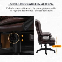 Sedia da Ufficio Massaggiante e Girevole con Funzione Reclinabile, 68,5x68,5x119-127 cm, Marrone