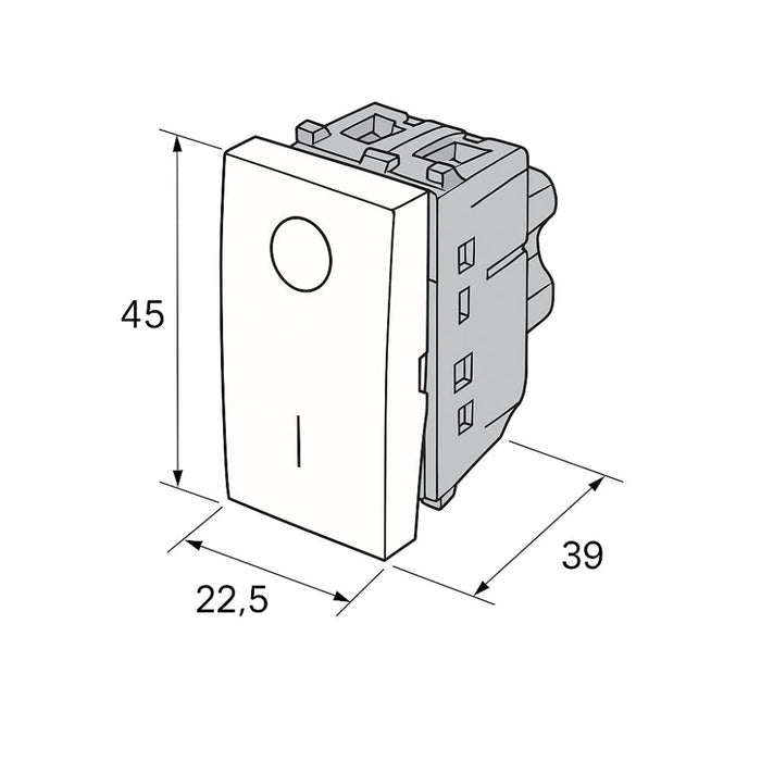 Bticino jw4002 interruttore bipolare 2p 16a 250vac bianco modulare