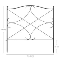 Recinzione Esterna a 5 Pannelli in Metallo con Paletti, 305x62 cm, Nera