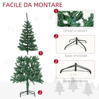 Albero di Natale 150cm con 420 Rami in PVC Ignifughi, Albero di Natale con Decorazioni e Rami Folti, Verde