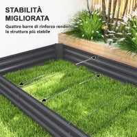 Letto per Orto Rialzato in Acciaio da 835L con Fondo Aperto, 240x120x30 cm, Grigio Scuro