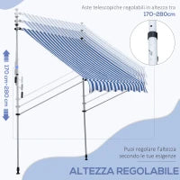 Tenda da Sole da Esterno 2x1.5m a Rullo con Manovella, Altezza e Angolazione Regolabile, Blu
