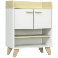 Mobiletto Multiuso con Armadietto e Ripiani Aperti, Mobile da Soggiorno, Cucina, Ufficio in Legno Bianco, 60x30x78cm