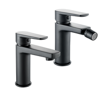 Coppia miscelatore rubinetto bidet e miscelatore lavabo linea africa nero opaco