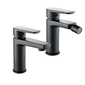 Coppia miscelatore rubinetto bidet e miscelatore lavabo linea africa nero opaco