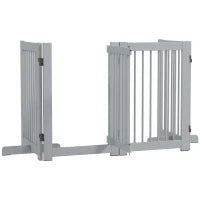 Cancelletto per Cani Autoportante, 4 Pannelli, Flessibile, Legno di Pino, 204L x 36P x 75H cm, Grigio Chiaro