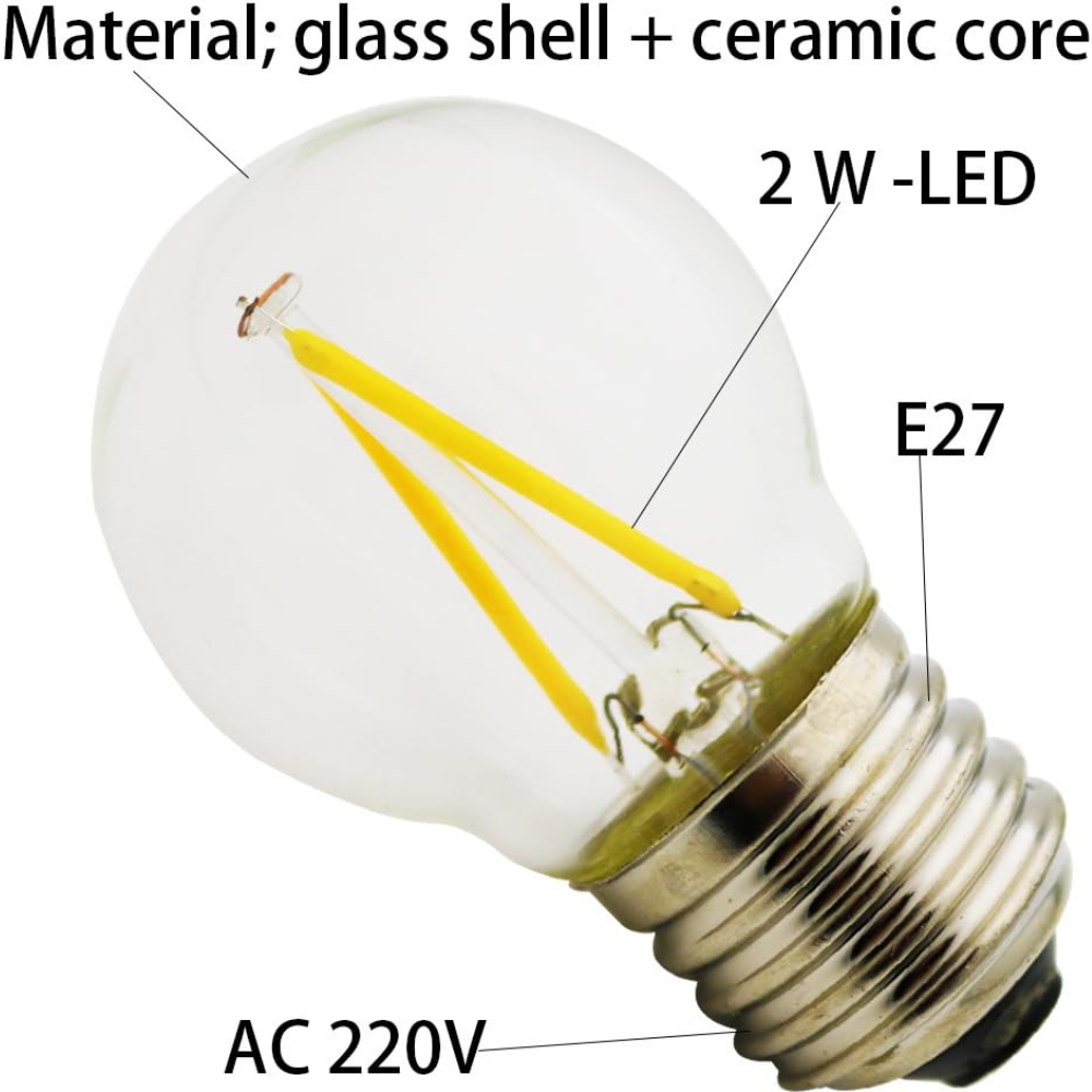 Optonica mini lampadina led attacco e27 g45 a filamento a led luce naturale