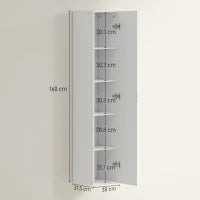 Mobile Bagno Sospeso a Colonna con Ripiani Regolabili e Chiusura Soft Close, 30x31.5x160 cm, Bianco