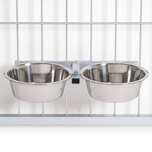 Porta ciotole per box cani regolabile in acciaio inox diametro ciotole 24 cm