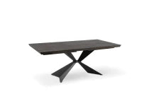 E-STYLO Tavolo fisso con top impiallacciato rovere termocotto e gambe in metallo nero, 100cm X 200cm H. 76cm.