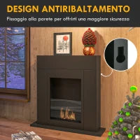 Camino Bioetanolo da Terra con Bruciatore da 0.9L Durata 3 Ore, Area Riscaldata 20-25 m², 73x20x75cm, Nero