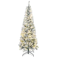 Albero di Natale Innevato con 180 Luci LED a 11 Effetti e 479 Rami, Ø65x180 cm, Verde e Bianco