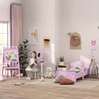 Letto per Bambini 3-6 Anni in Legno con Bordi Rialzati, 143x73x60 cm, Rosa