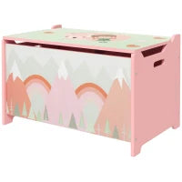 Baule Portagiochi per Bambini con Coperchio e Cerniera di Sicurezza in MDF, 60x37x39cm, Rosa