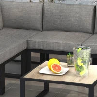 Salotto da Giardino con Divano e Tavolino in Alluminio con Cuscini Imbottiti, Grigio