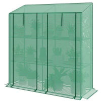 Serra da Giardino con Copertura in PE, 6 Mensole e 2 Porte Avvolgibili, 143x46x151cm, Verde