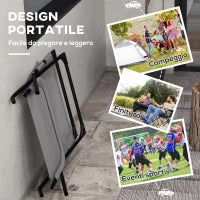 Sedia da Giardino Pieghevole e Reclinabile su 4 Livelli, in Acciaio e Poliestere, 69x91x96 cm, Nera Grigia