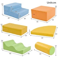 Set di 6 grandi blocchi per giocare e arrampicarsi, giocattolo educativo per bambini con scala e scivolo, Multicolore