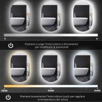 kleankin Specchio Bagno LED Antiappannamento con Luminosità Regolabile, in Vetro e Alluminio, 81x51x4.5 cm