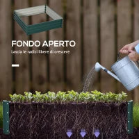 Letto per Orto Rialzato a Fondo Aperto con Rivestimento, in Acciaio Zincato, 120x120x30 cm, Verde