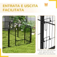Recinto per Cani a 8 Pezzi Modulabili per Interno ed Esterno, in Acciaio , 80x60 cm, Nero