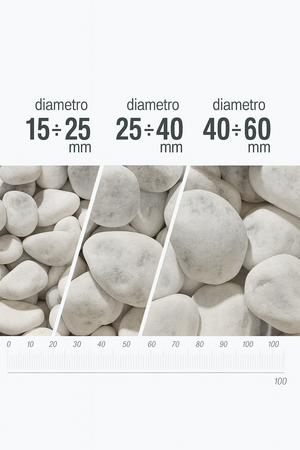 Ciottoli bianco valle d'itria pietre naturali decorativi giardini aiuole vasi *** misura 25/40, formato 5 kg, confezi...