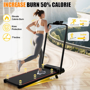 Tapis roulant, inclinazione del 7%, tapis roulant elettrico pieghevole RATTANTREE3 in 1, 2,5 CV, 8 km/h, telecomando, compatto e portatile