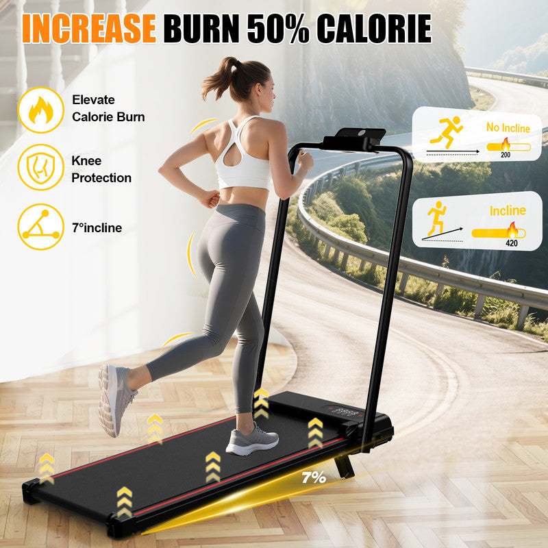 Tapis roulant, inclinazione del 7%, tapis roulant elettrico pieghevole RATTANTREE3 in 1, 2,5 CV, 8 km/h, telecomando, compatto e portatile