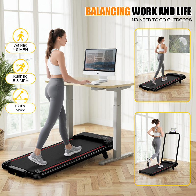 Tapis roulant, inclinazione del 7%, tapis roulant elettrico pieghevole RATTANTREE3 in 1, 2,5 CV, 8 km/h, telecomando, compatto e portatile