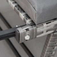 Divano da Giardino 2 Posti in Rattan con Imbottitura e Braccioli Ribaltabili, 129x63x67cm, Grigio