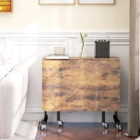 Tavolo da cucina pieghevole tavolo da pranzo pieghevole con 2 abbattibili 6 ruote per 4-6 persone 120 x 80 x 73 cm, marrone rustico