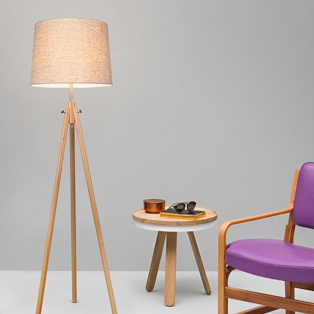 Piantana Contemporanea Calvin Metallo Marrone 1 Luce Con Diffusore In Tessuto