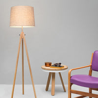 Piantana Contemporanea Calvin Metallo Marrone 1 Luce Con Diffusore In Tessuto