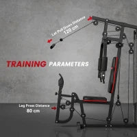 Stazione Fitness Multifunzione con 45 kg di Pesi per Home Gym, 160x108x200 cm, Nero