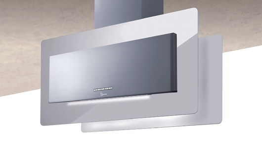 CAPPA TRISIA ISOLA cm 90x43 - Inox, vetro Bianco - 800 m3/h