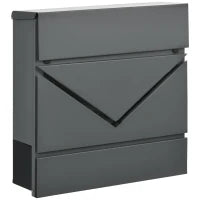 Cassetta Postale in Acciaio Zincato con Portagiornali e 2 Chiavi di Sicurezza, 37x10.5x37 cm, Grigio