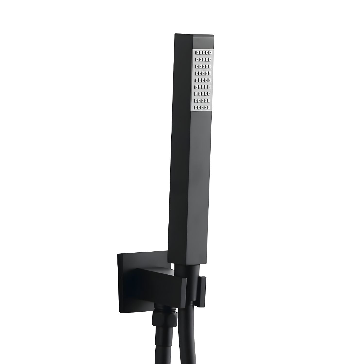 Kit set doccia ottone nero opaco con supporto presa acqua quadro *** confezione 1