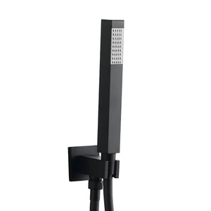 Kit set doccia ottone nero opaco con supporto presa acqua quadro *** confezione 1