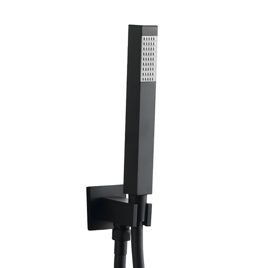 Kit set doccia ottone nero opaco con supporto presa acqua quadro *** confezione 1