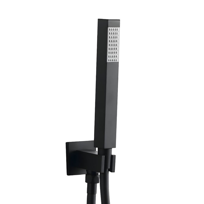 Kit set doccia ottone nero opaco con supporto presa acqua quadro *** confezione 1