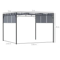 Gazebo a Pergola 3x3m in Acciaio con Tettuccio Scorrevole e 8 Picchetti Inclusi